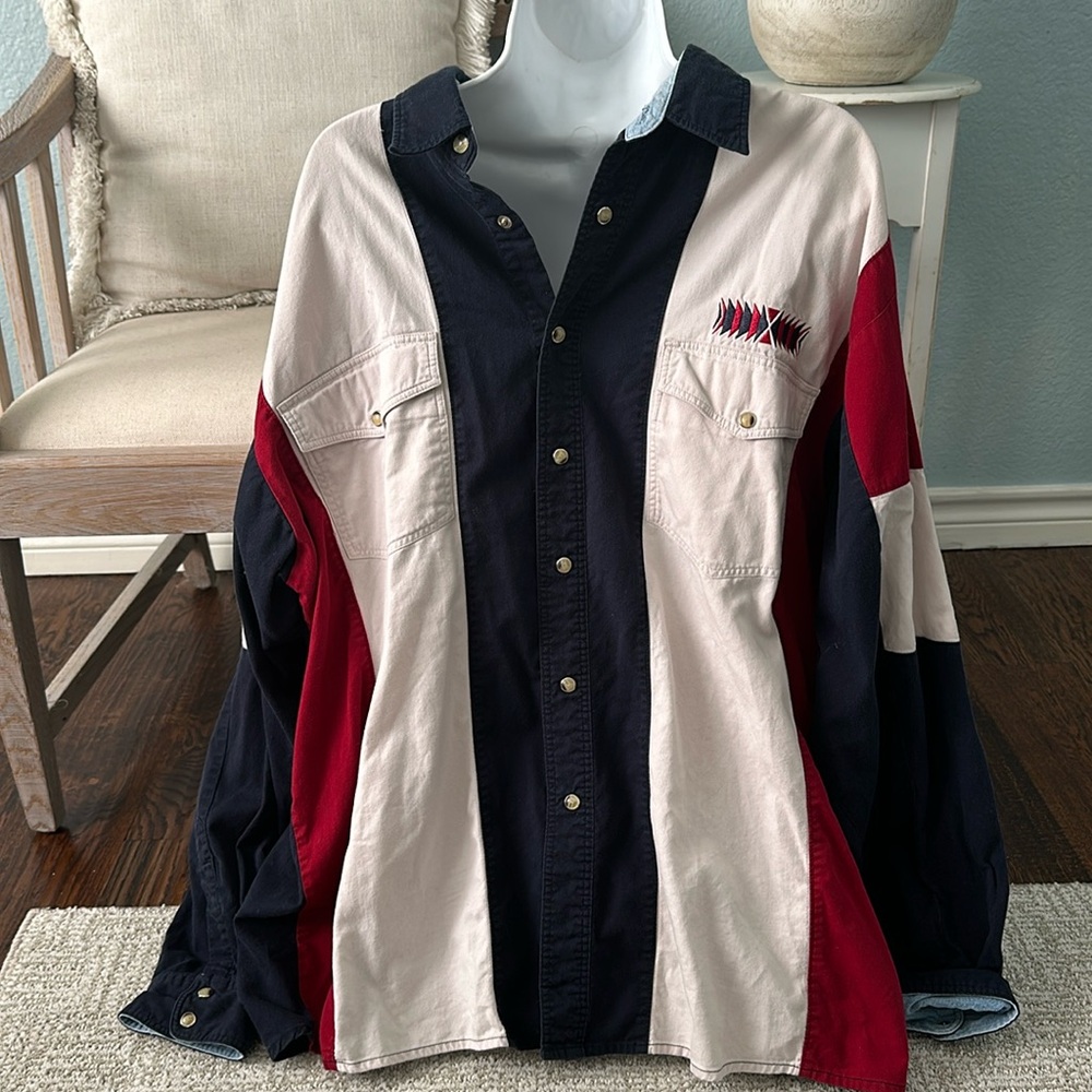 VTG Wrangler Red, White, and Blue Buttondown Size XL